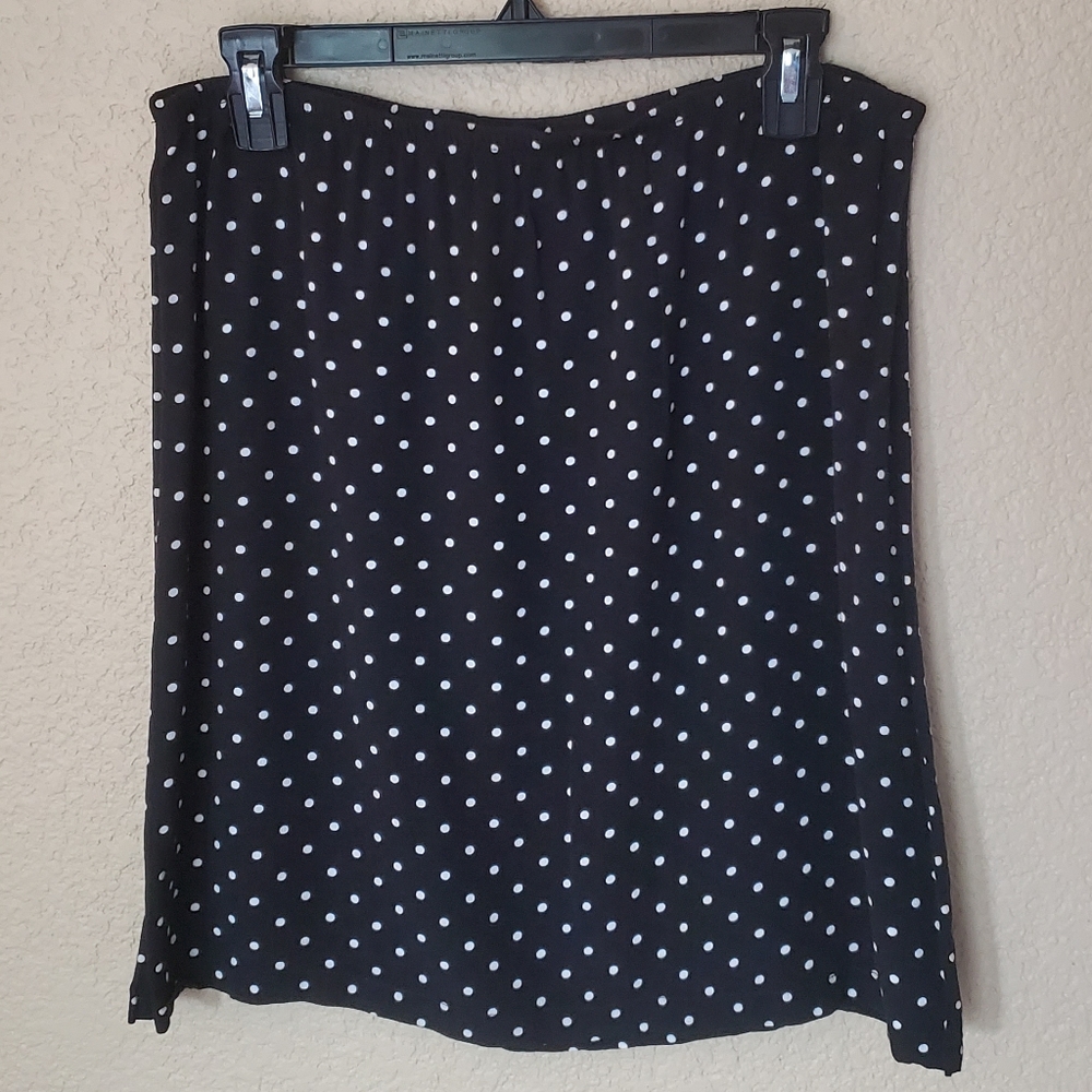 Style & Co. Black White Polka Dot Skirt 12 Petite